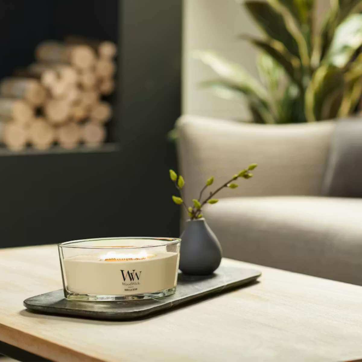 Ellipse WoodWick Scented Soy Candle - Vanilla Bean - Funky Gifts NZ