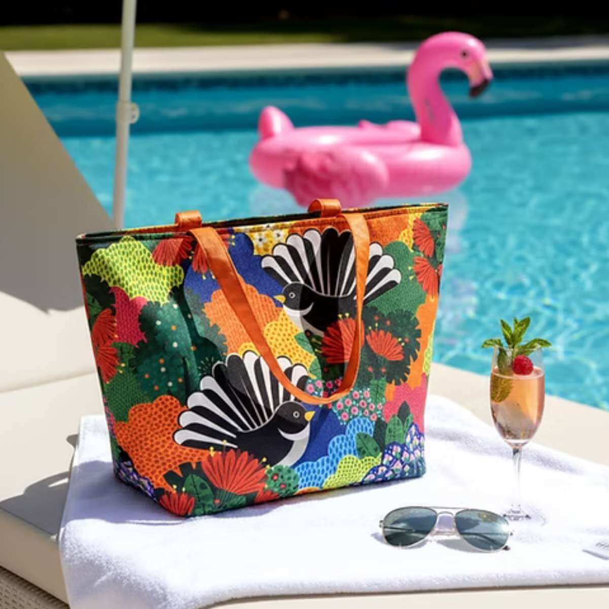 DBL Beach & Cooler Bag - Fantail Paradise - Funky Gifts NZ
