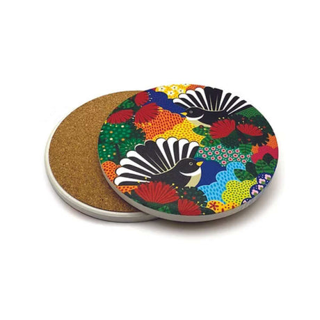 DBL Ceramic Coaster - Fantail Paradise - Funky Gifts NZ