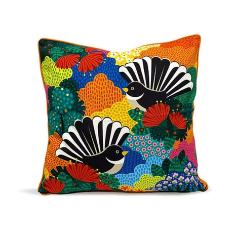 DBL Cushion Cover - Fantail Paradise - Funky Gifts NZ
