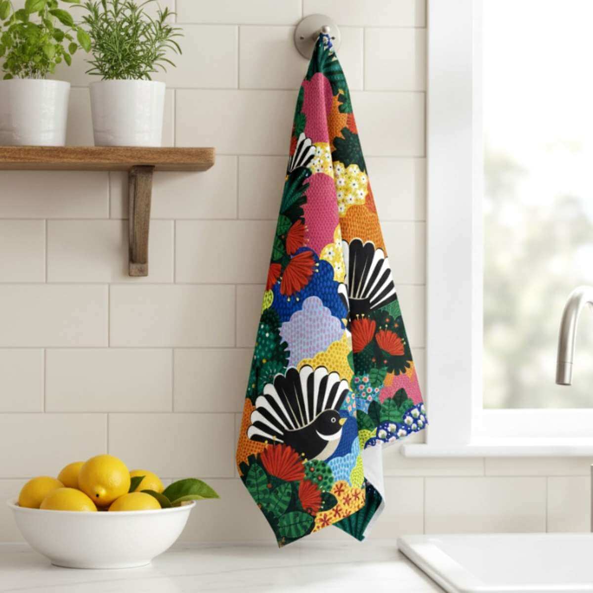 DBL Tea Towel - Fantail Paradise - Funky Gifts NZ