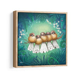 Fantail Whanau - Box Canvas Framed Print - Funky Gifts NZ