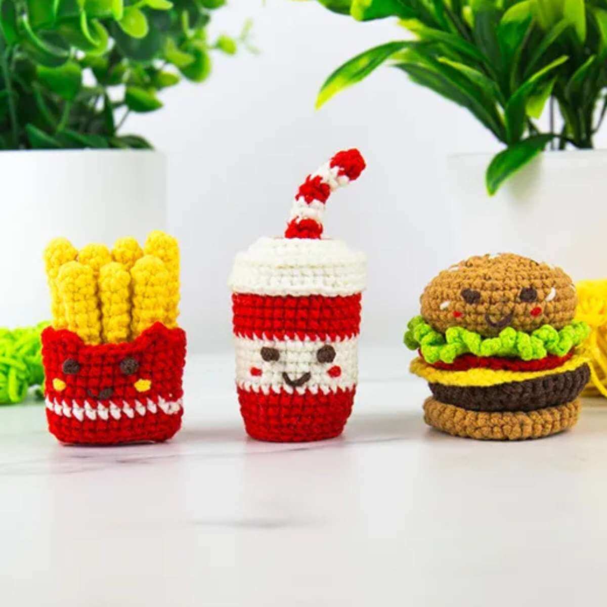 Mini Fast Food DIY Crochet Trio Kit - Funky Gifts NZ