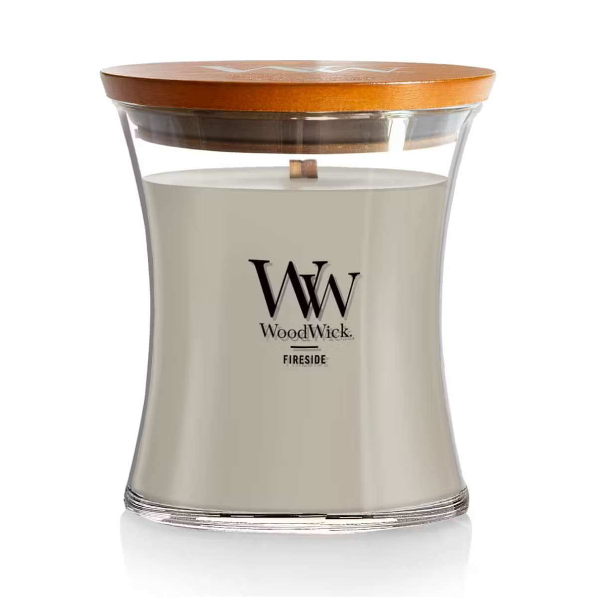 Medium WoodWick Scented Soy Candle - Fireside - Funky Gifts NZ
