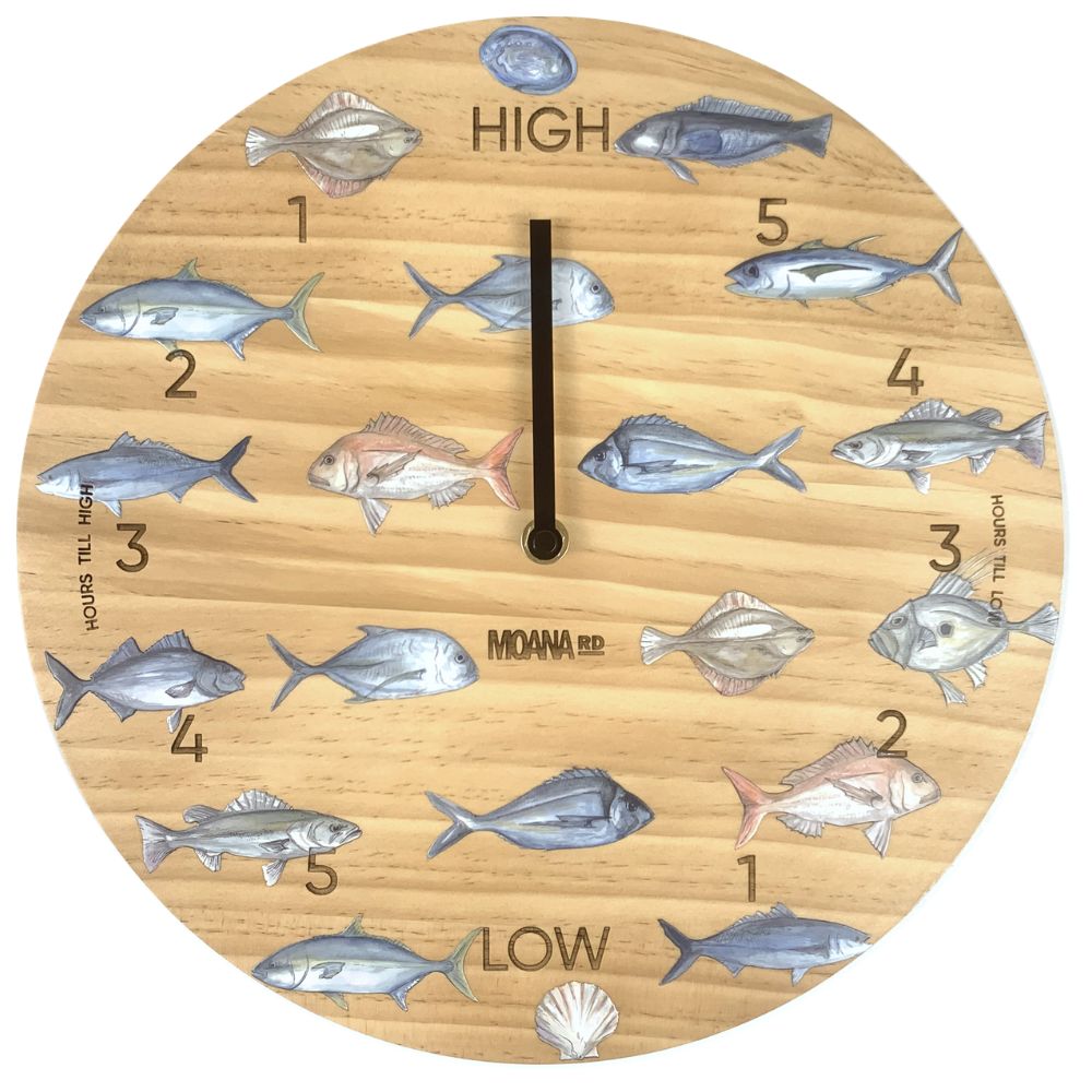 Moana Road Fishing Club Tide Clock - Funky Gifts NZ