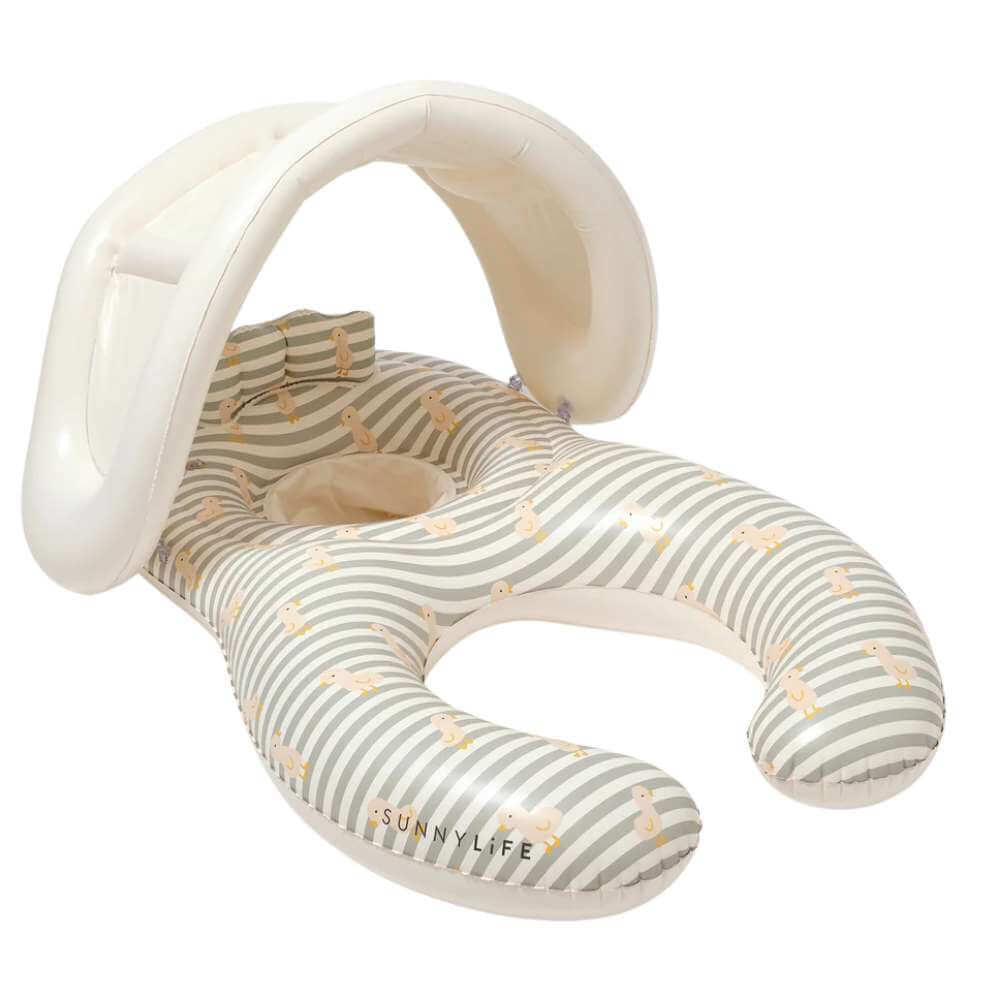 SunnyLife Float Together Baby Seat Duck Sage Stripe - Funky Gifts NZ