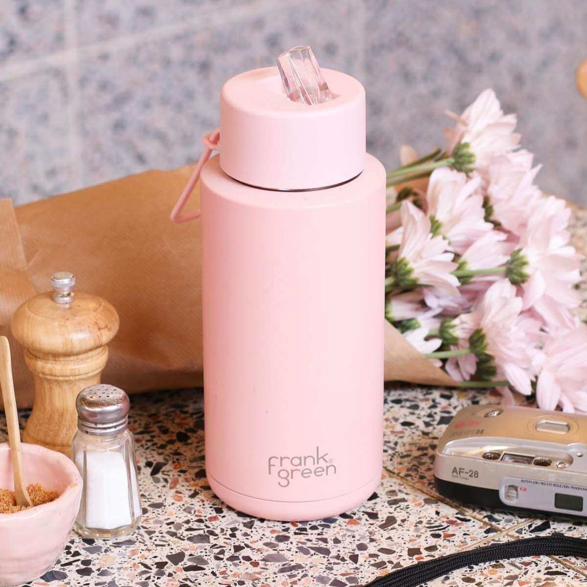Reusable 34oz Straw Bottle - Blushed - Funky Gifts NZ
