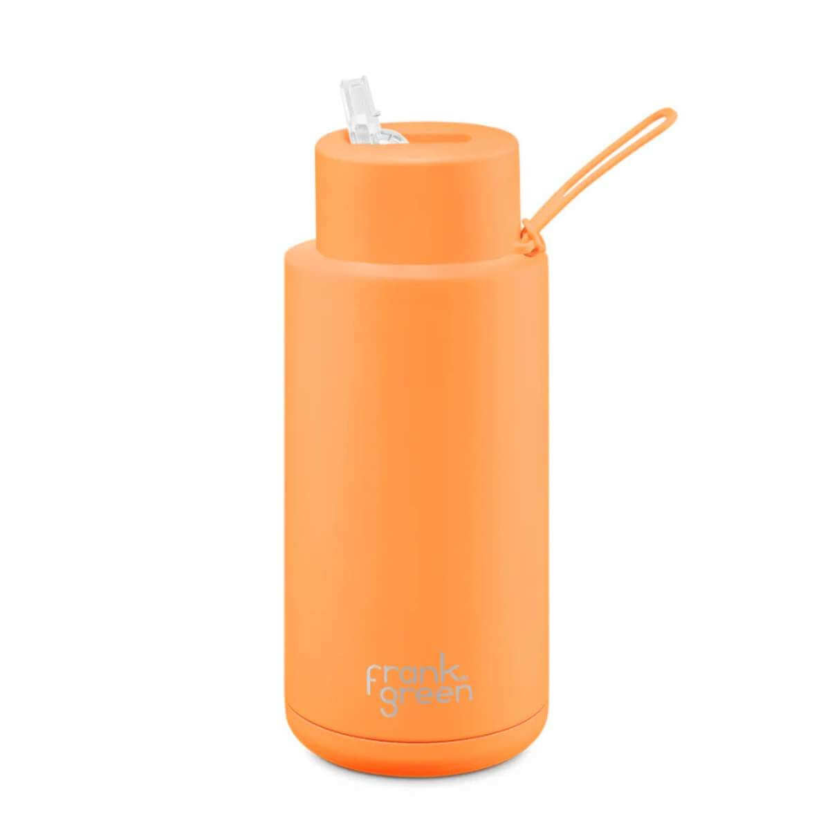 Frank Green - Reusable 34oz Straw Bottle - Neon Orange - Funky Gifts NZ