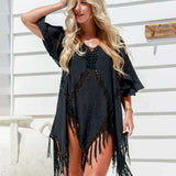 Fringe Weave Cover-Up - Black - Funky Gifts NZ