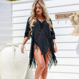 Fringe Weave Cover-Up - Black - Funky Gifts NZ