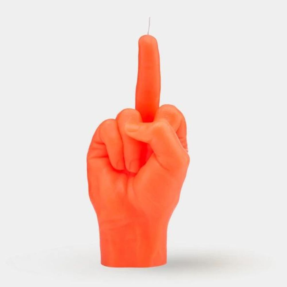 F*ck You Hand Candle- Neon Orange - Funky Gifts NZ