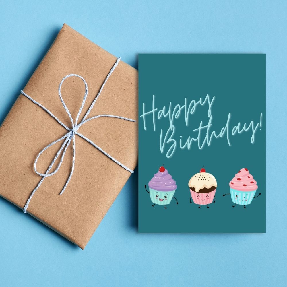 Greeting Card - Happy Birthday Cupcakes - Funky Gifts NZ