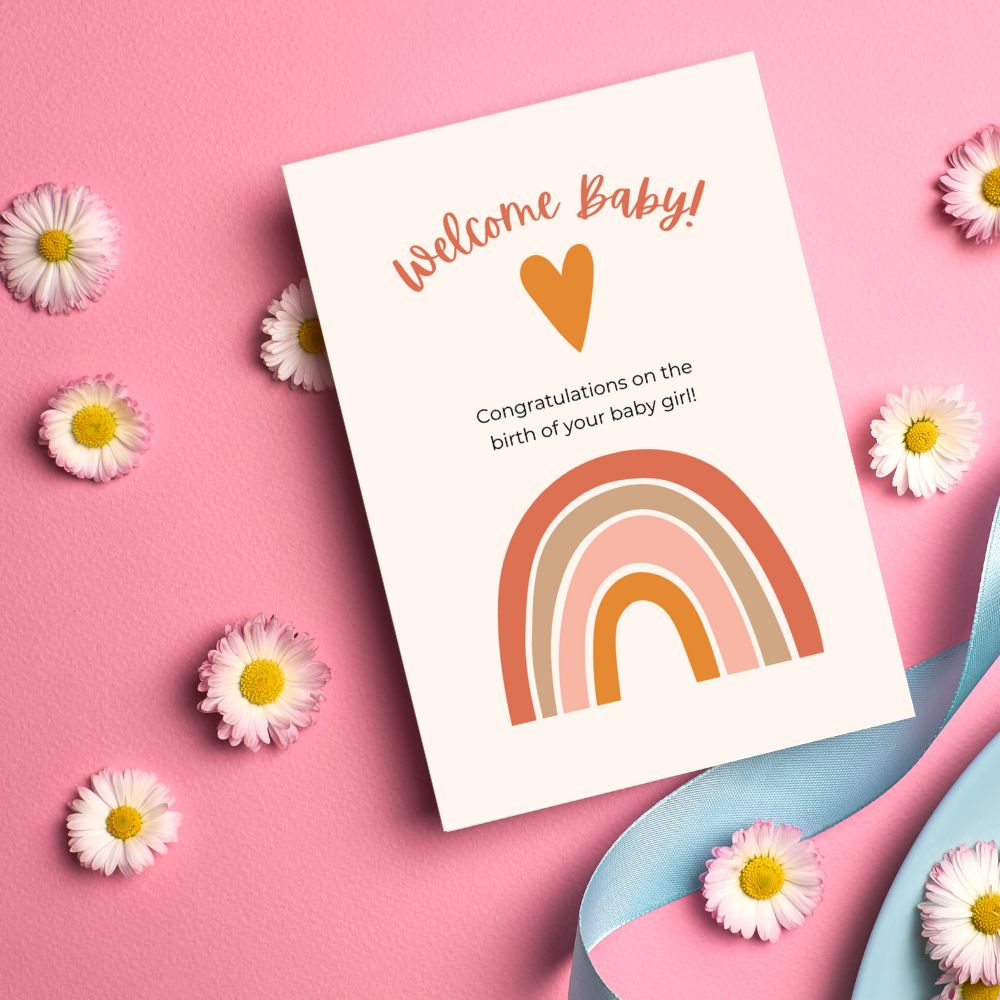 Greeting Card - Welcome Baby Girl - Funky Gifts NZ