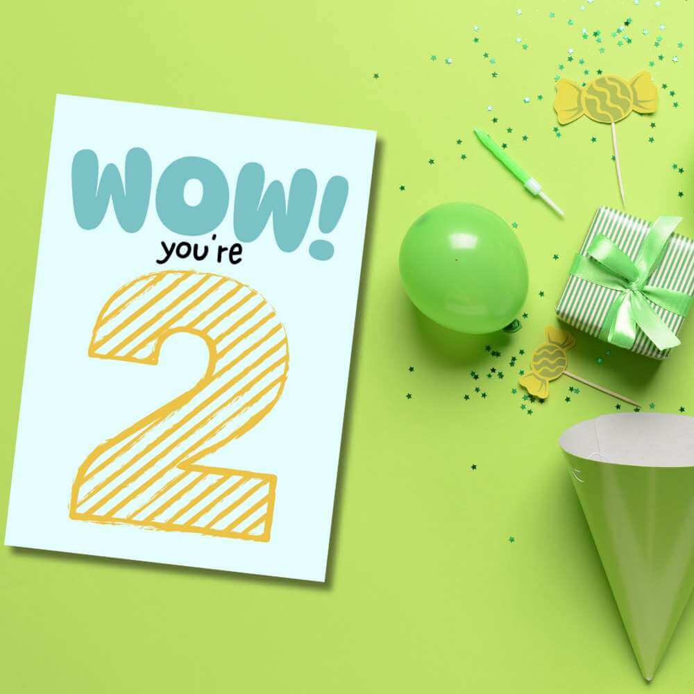 Greeting Card - Wow! You're 2 - Funky Gifts NZ