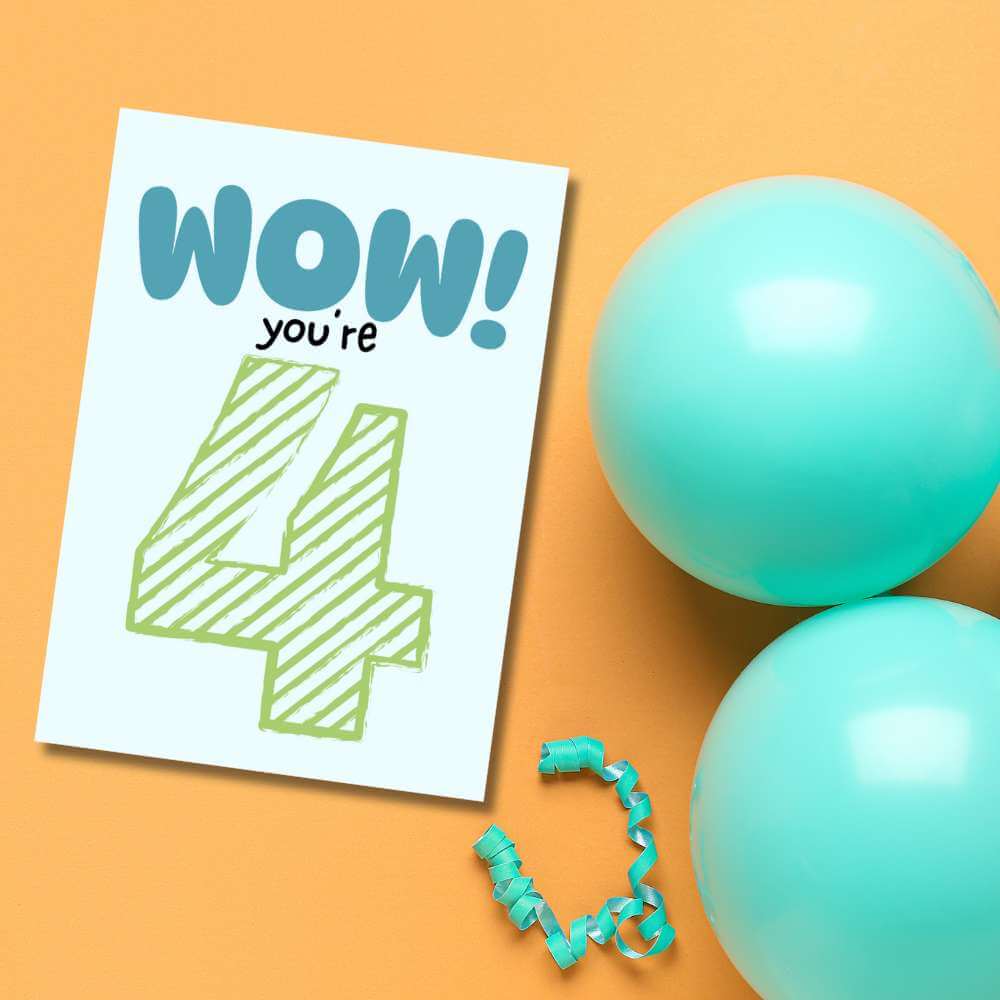Greeting Card - Wow! You're 4 - Funky Gifts NZ