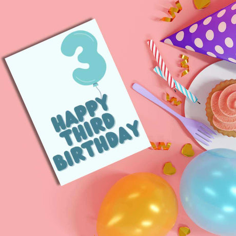 Greeting Card - Happy Third Birthday - Funky Gifts NZ