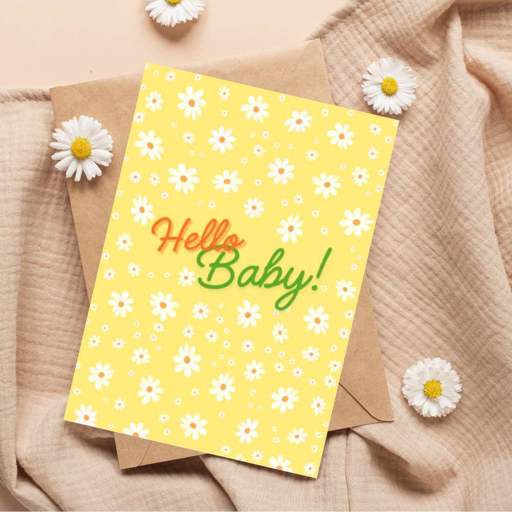 Greeting Card - Daisy Hello Baby - Funky Gifts NZ