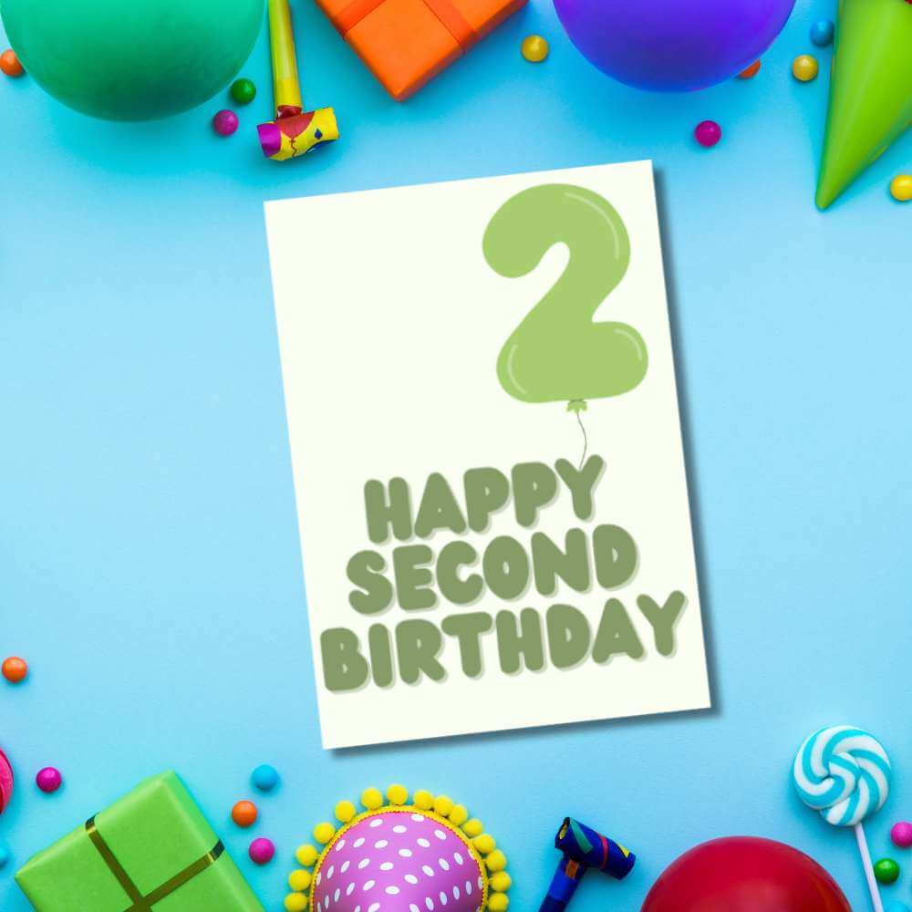 Greeting Card - Happy Second Birthday - Funky Gifts NZ