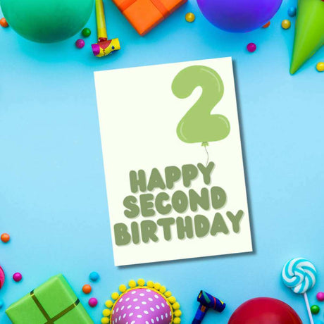 Greeting Card - Happy Second Birthday - Funky Gifts NZ