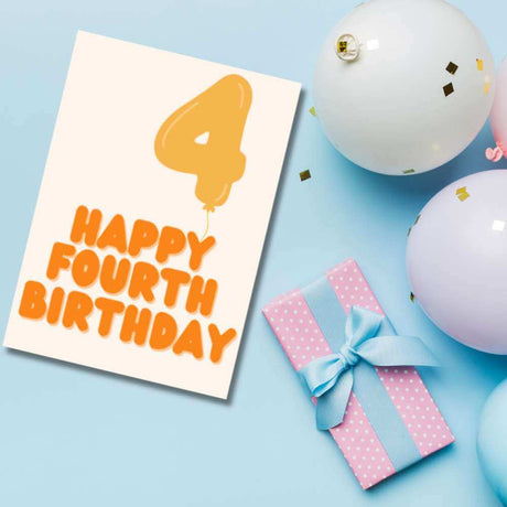 Greeting Card - Happy Fourth Birthday - Funky Gifts NZ
