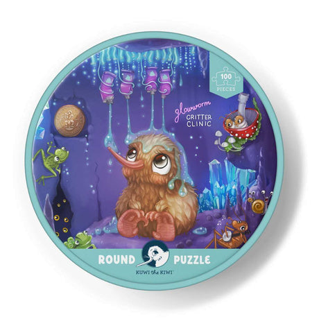 Glowworm Glitter Critter 100 Piece Round Puzzle - Funky Gifts NZ