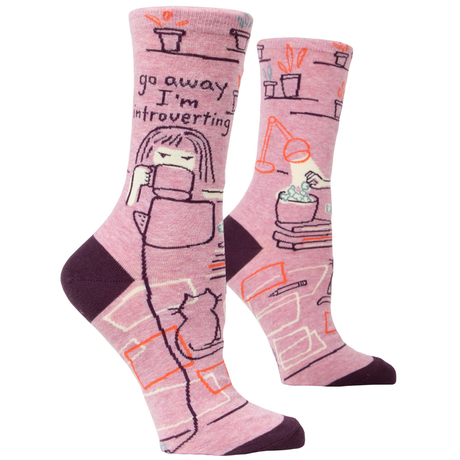 Women's Socks – Go Away, I'm Introverting - Blue Q - Funky Gifts NZ