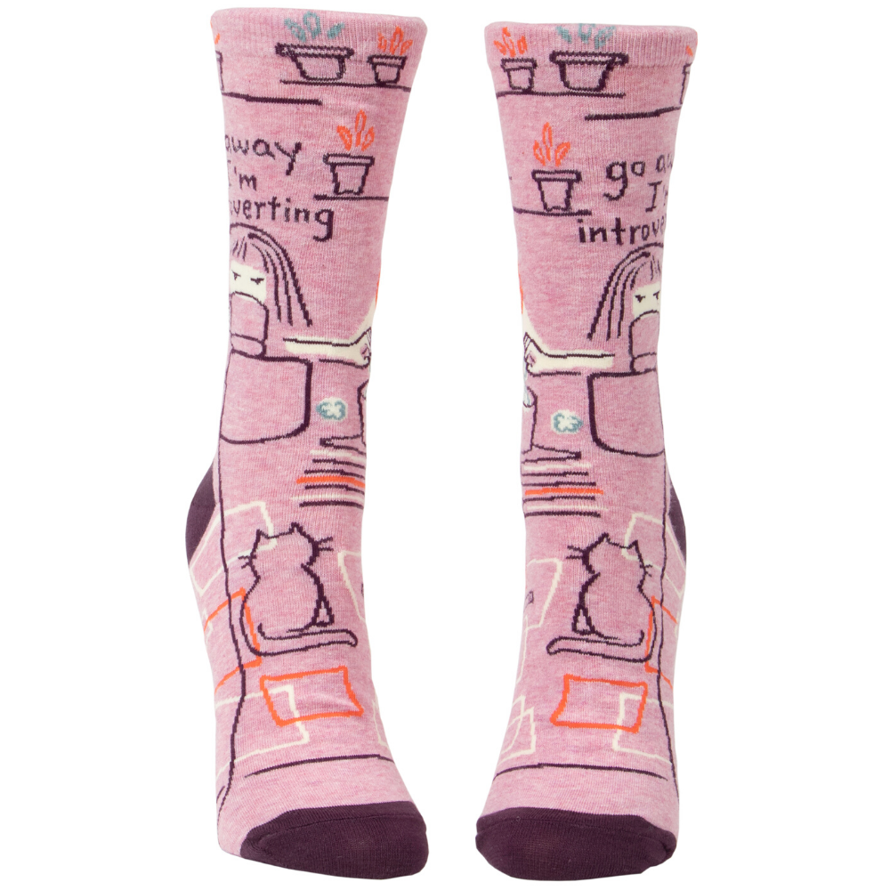 Blue Q Socks – Women's Crew – Go Away, I'm Introverting - Funky Gifts NZ