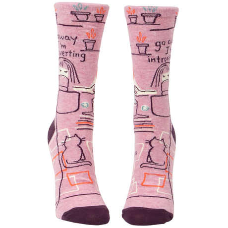Women's Socks – Go Away, I'm Introverting - Blue Q - Funky Gifts NZ