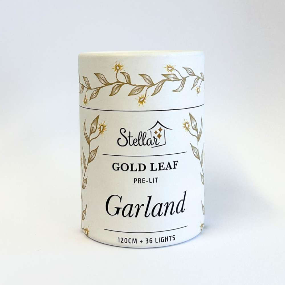 Gold Fabric Leaf LED Light Garland - Funky Gifts NZ