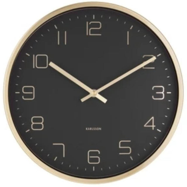 Karlsson Wall Clock Gold Elegance - Black - Funky Gifts NZ