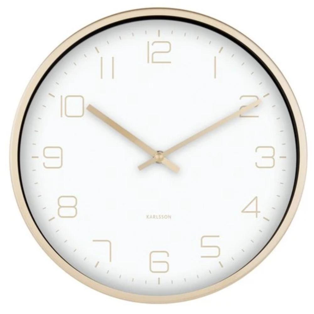 Karlsson Wall Clock Gold Elegance - White - Funky Gifts NZ