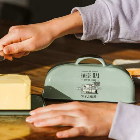 Haere Mai Enamel Butter Dish - Mint - Funky Gifts NZ