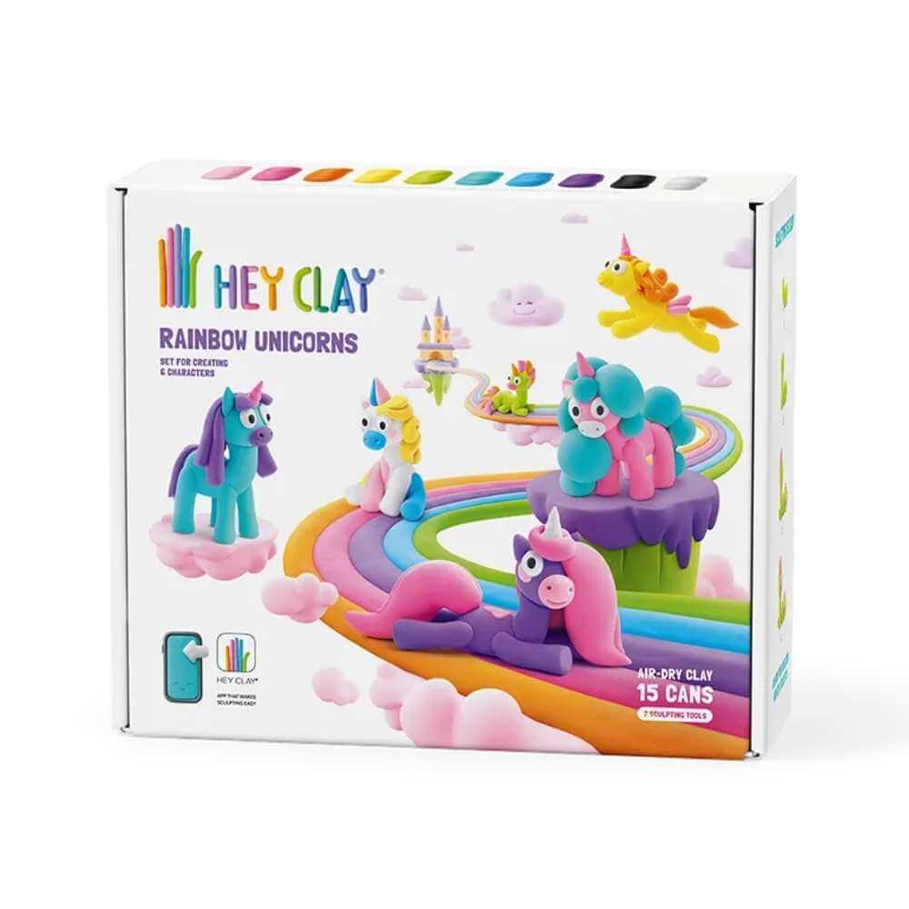 Hey Clay - Rainbow Unicorns  - Funky Gifts NZ