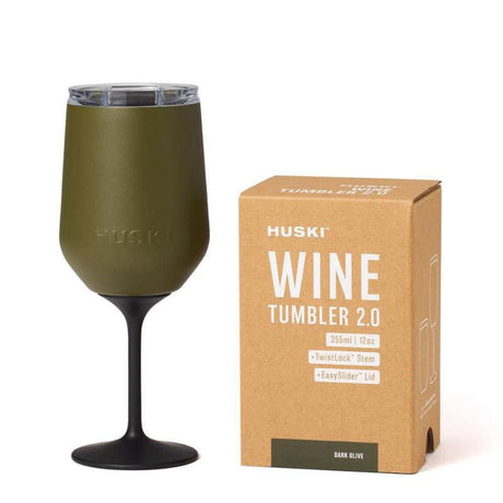 Huski Wine Tumbler 2.0 - Dark Olive - Funky Gifts NZ