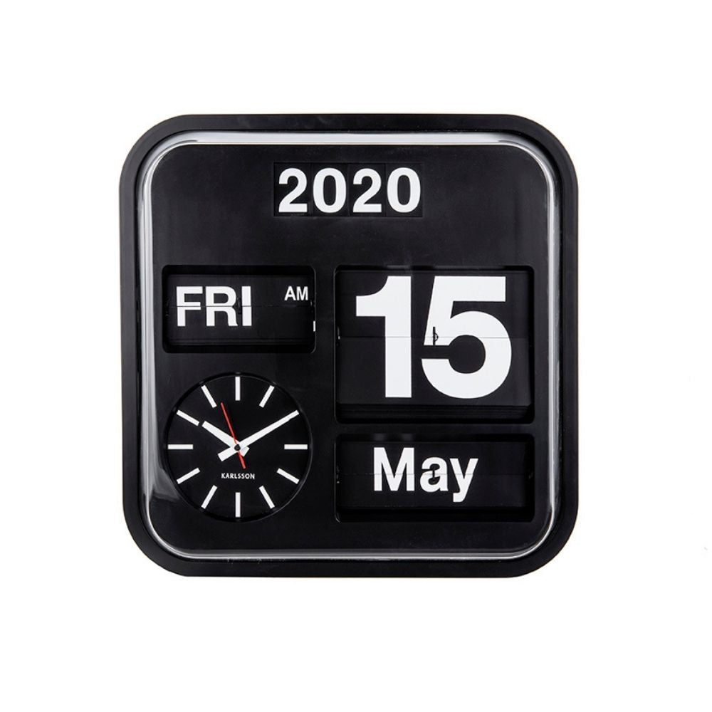 Karlsson Wall Clock Big Flip Clock - Black - Funky Gifts NZ