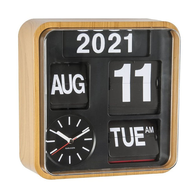 Karlsson Wall/Mini Flip Clock - Wood - Funky Gifts NZ