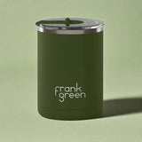 Ceramic Coffee Cup with Hinged Lid - Khaki - Funky Gifts NZ