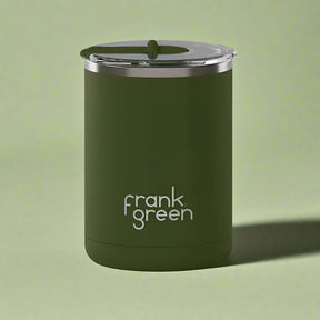 Frank Green - Ceramic Coffee Cup with Hinged Lid - Khaki - Funky Gifts NZ