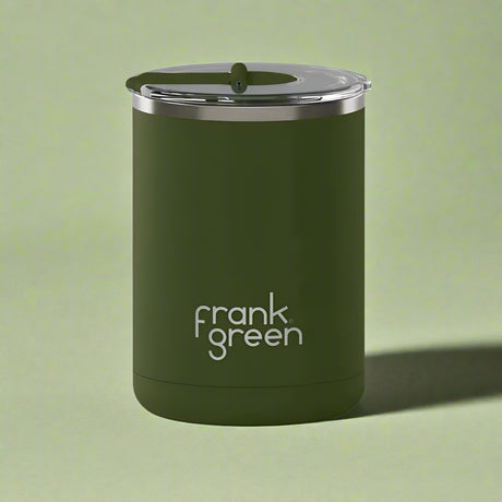 Ceramic Coffee Cup with Hinged Lid - Khaki - Funky Gifts NZ