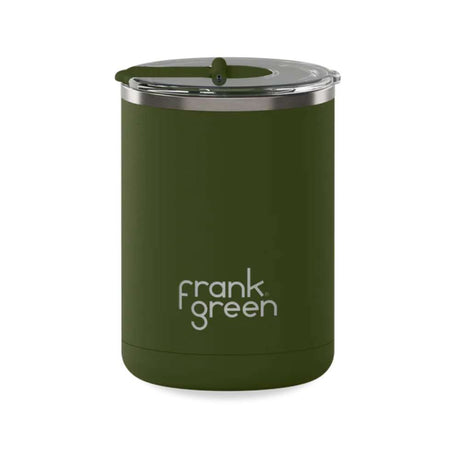 Ceramic Coffee Cup with Hinged Lid - Khaki - Funky Gifts NZ