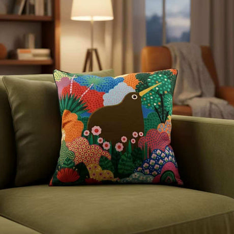 DBL Cushion Cover - Kiwi Woodland - Funky Gifts NZ