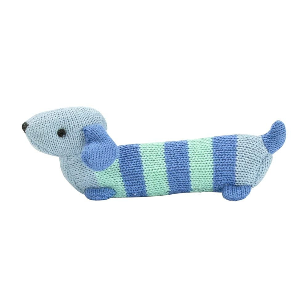 Knit Hand Rattle - Dachshund - Funky Gifts NZ