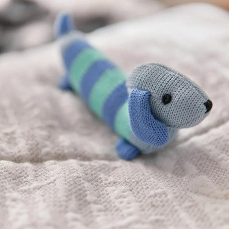 Knit Hand Rattle - Dachshund - Funky Gifts NZ