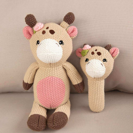 Knitted Baby Toy & Rattle Set Giraffe - Funky Gifts NZ