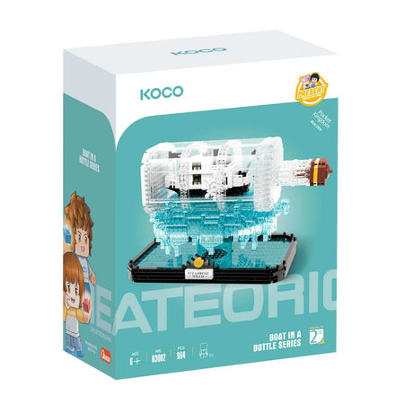 Koco Bricks - Drift Bottle Collection - Black and White Ship - Funky Gifts NZ