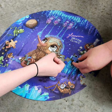 Glowworm Glitter Critter 100 Piece Round Puzzle - Funky Gifts NZ