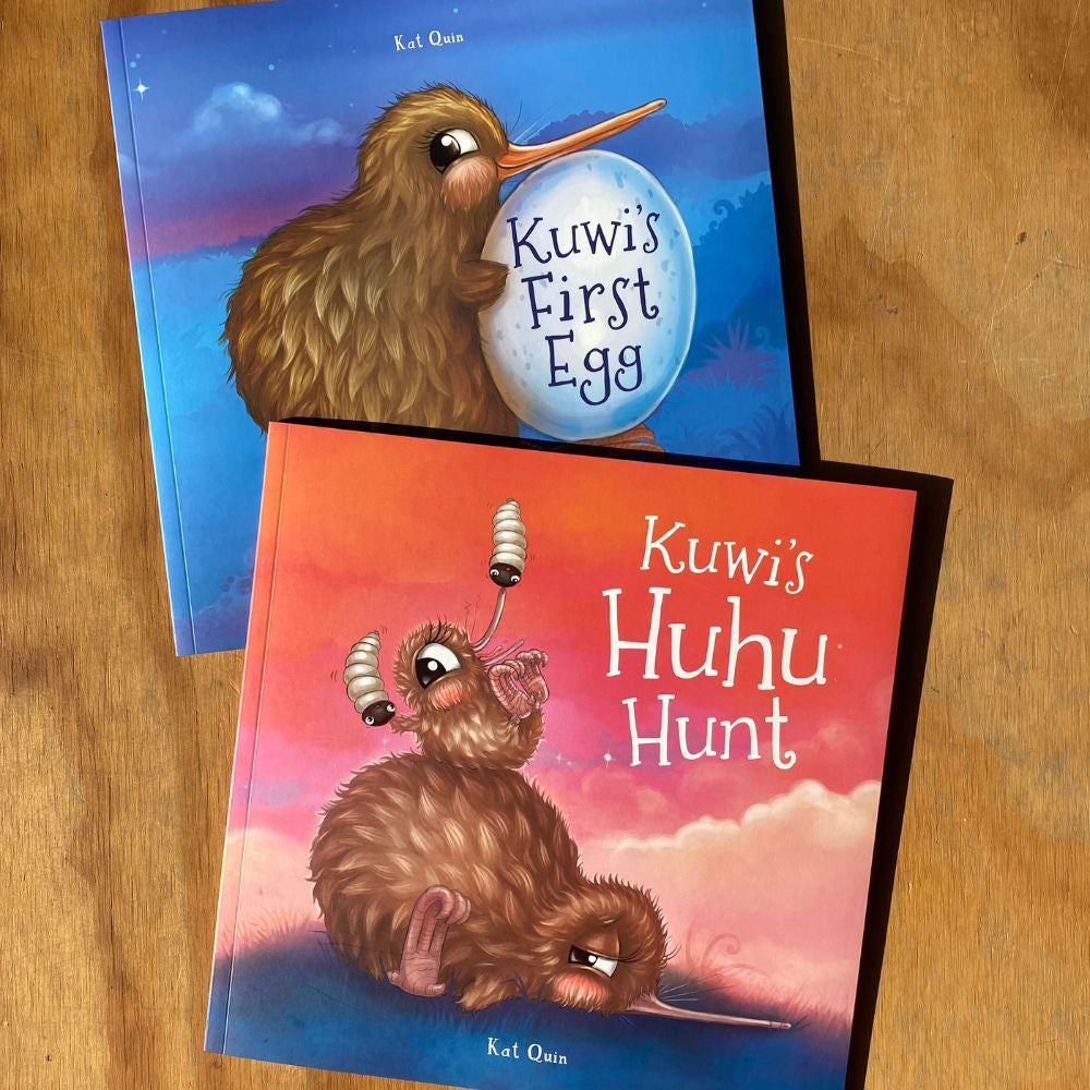 Kuwi the Kiwi Bundle #1 - Kuwi's First Egg + Kuwi's Huhu Hunt - Funky Gifts NZ