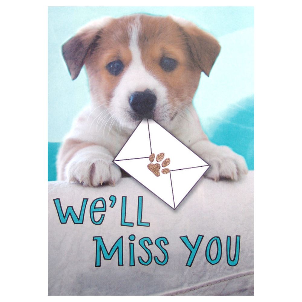 Large Greeting Card - Puppy We'll Miss You - Funky Gifts NZ