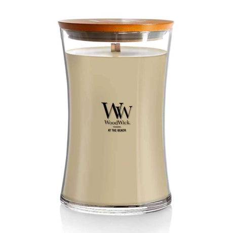 Large WoodWick Scented Soy Candle - At the Beach - Funky Gifts NZ