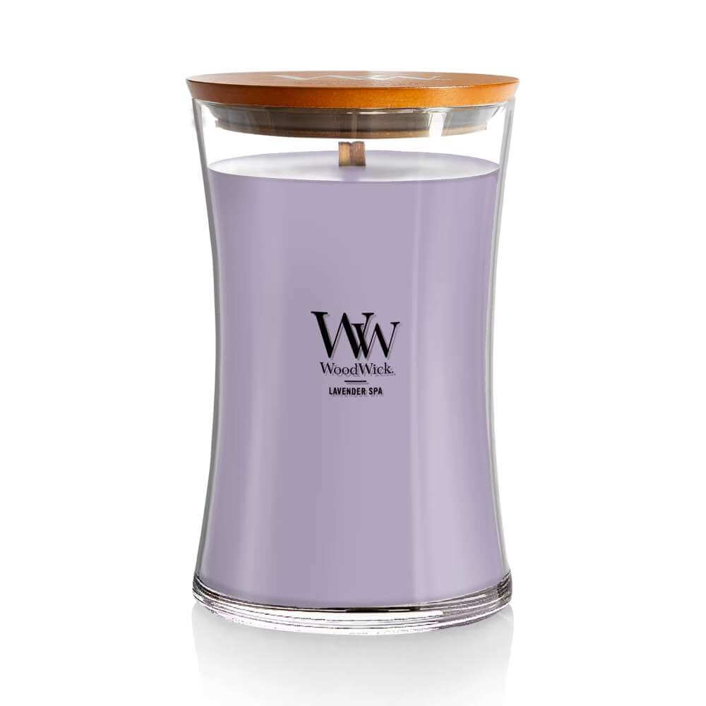 Large WoodWick Scented Soy Candle - Lavender Spa - Funky Gifts NZ